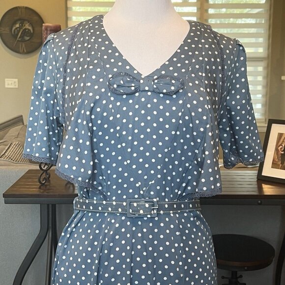 Hell Bunny Vixen Dress XL 40s 50s Style Polka Dot Tea Pin Up Rockabilly Retro L - Picture 2 of 10